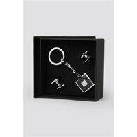 Men's Suit Jacket Direct Black Square Cufflinks and Keyring Set by Suit Direct