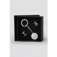 Grey Men's Suit Jacket Direct Circle Cross Cufflinks and Keyring Set by Suit Direct