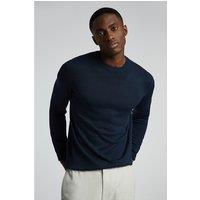 Limehaus Knitted Crew Neck Jumper Navy Blue, Cotton