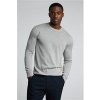 Limehaus Knitted Crew Neck Jumper Grey, Cotton