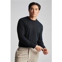 Limehaus Knitted Crew Neck Jumper Black, Cotton