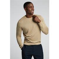 Limehaus Knitted Crew Neck Jumper Beige, Cotton