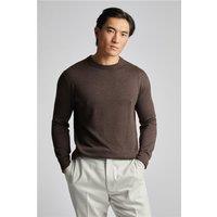 Limehaus Knitted Crew Neck Jumper Brown. Cotton by Suit Direct