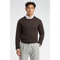 Limehaus Knitted Crew Neck Jumper Brown, Cotton