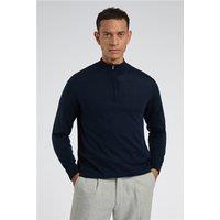 Limehaus Knitted Quarter Zip Jumper Navy Blue. Cotton by Suit Direct