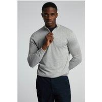 Limehaus Knitted Quarter Zip Jumper Grey. Cotton by Suit Direct