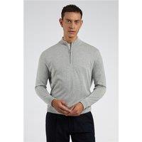 Limehaus Knitted Quarter Zip Jumper Grey, Cotton