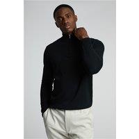 Limehaus Knitted Quarter Zip Jumper Black. Cotton by Suit Direct