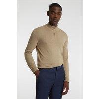 Limehaus Knitted Quarter Zip Jumper Beige, Cotton