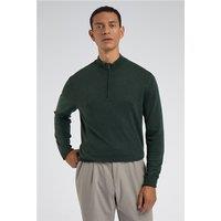 Limehaus Knitted Quarter Zip Jumper Green, Cotton