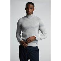 Limehaus Knitted Roll Neck Jumper Grey. Cotton by Suit Direct