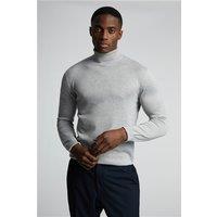 Limehaus Knitted Roll Neck Jumper Grey, Cotton