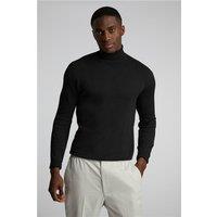 Limehaus Knitted Roll Neck Jumper Black. Cotton by Suit Direct