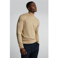 Limehaus Knitted Roll Neck Jumper Beige. Cotton by Suit Direct