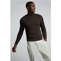 Limehaus Knitted Roll Neck Jumper Brown, Cotton