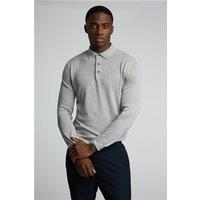 Limehaus Long Sleeve Knitted Regular Fit Polo Grey, Cotton