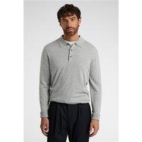 Limehaus Long Sleeve Knitted Regular Fit Polo Grey, Cotton