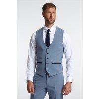 Marc Darcy Slim Fit Bromley Sky Blue Check Waistcoat