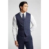 Alexandre of England Tailored Fit Navy Blue Linen Blend Waistcoat by Suit Direct