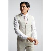 Alexandre of England Tailored Fit Sand Linen Blend Waistcoat by Suit Direct