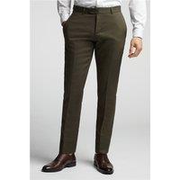 Alexandre Tailored Fit Khaki Green Linen Men's Suit Trousers