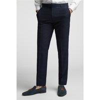 Alexandre of England Tailored Fit Navy Blue Textured Check Men's Trousers by Suit Direct