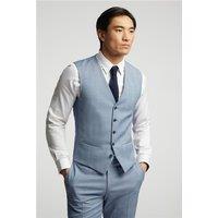 Alexandre of England Tailored Fit Ice Blue Check Waistcoat by Suit Direct