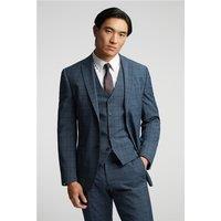 Alexandre of England Tailored Fit Blue Soft Check Men's Suit Jacket