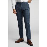 Alexandre of England Tailored Fit Blue Soft Check Men's Trousers by Suit Direct