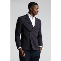 Limehaus Navy Blue Double Breasted Mens Cotton Regular Fit Casual Formal Blazer