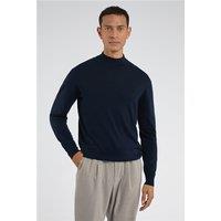 Limehaus Merino Knit Mock Neck Jumper Navy Blue