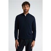 Limehaus Merino Knit Zip Turtle Neck Jumper Navy Blue