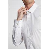 Limehaus White Mens Shirt, Long Sleeve, Slim fit, Double Cuff, Stretch Fabric