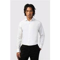 Limehaus White Mens Shirt, Long Sleeve, Slim fit, Double Cuff, Stretch Fabric