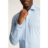 Blue Limehaus Mens Poplin Shirt, Long Sleeve, Slim fit, Double Cuff by Suit Direct