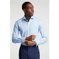 Limehaus Blue Mens Poplin Shirt, Long Sleeve, Slim fit, Double Cuff