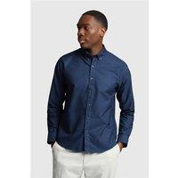 Limehaus Navy Blue Mens Oxford Regular Fit Shirt, Long Sleeve