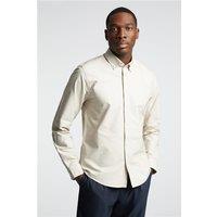 Limehaus Beige Mens Oxford Regular Fit Shirt, Long Sleeve