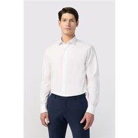 Limehaus White Mens Regular Fit Shirt, Long Sleeve, Double Cuff, Stretch Fabric