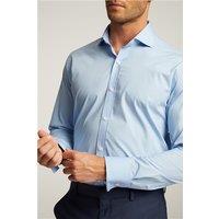Limehaus Blue Mens Regular Fit Poplin Shirt, Long Sleeve, Double Cuff