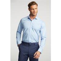 Limehaus Blue Mens Regular Fit Poplin Shirt, Long Sleeve, Double Cuff