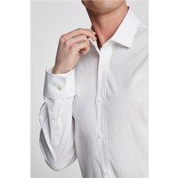 Limehaus White Mens Shirt, Long Sleeve, Double Cuff, Tailored Fit, Stretch Fabric