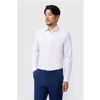 Limehaus White Mens Shirt, Long Sleeve, Double Cuff, Tailored Fit, Stretch Fabric