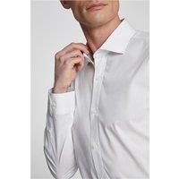 White Limehaus Mens Poplin Shirt, Long Sleeve, Tailored Fit by Suit Direct