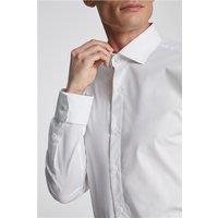 Limehaus White Mens Shirt, Long Sleeve, Double Cuff, Tailored Fit, Stretch Fabric