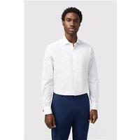Limehaus White Mens Shirt, Long Sleeve, Double Cuff, Tailored Fit, Stretch Fabric