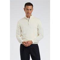 Melka Zip Neck Jumper Beige by Suit Direct