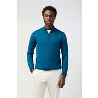 Melka Navy Blue Teal Zip Neck Jumper Navy Blue Teal