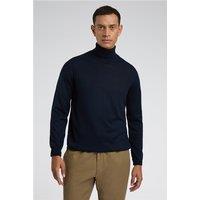 Melka Merino Knit Roll Neck Jumper - Navy Blue Navy Blue by Suit Direct