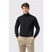 Melka Black Merino Knit Roll Neck Jumper Black